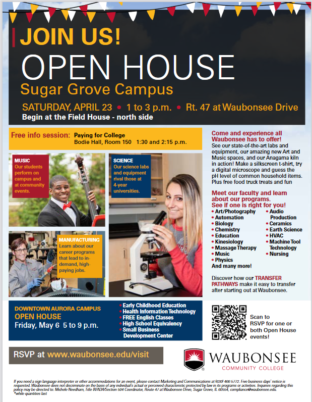 Waubonsee Community College Open Houses