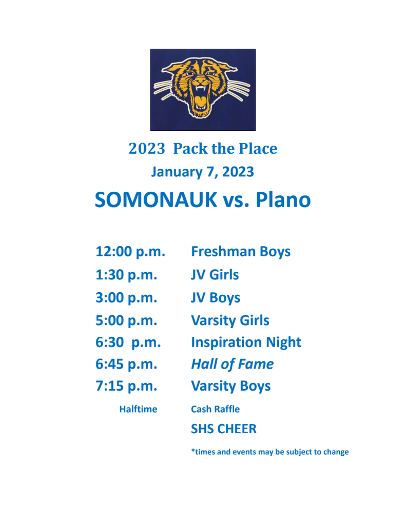 Pack the Place schedule for Saturday, Jan 7, 2023